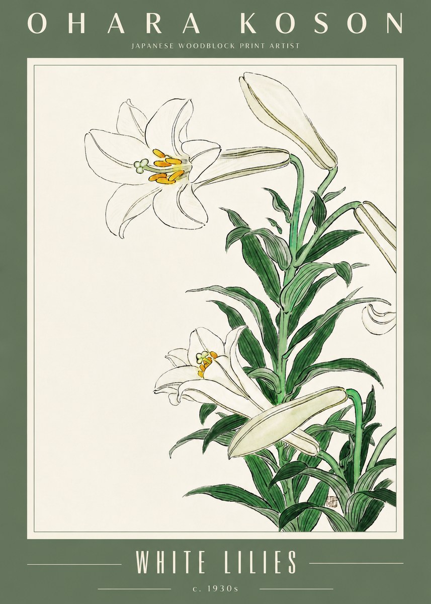 Ohara Koson White Lilies No4 - Plakát