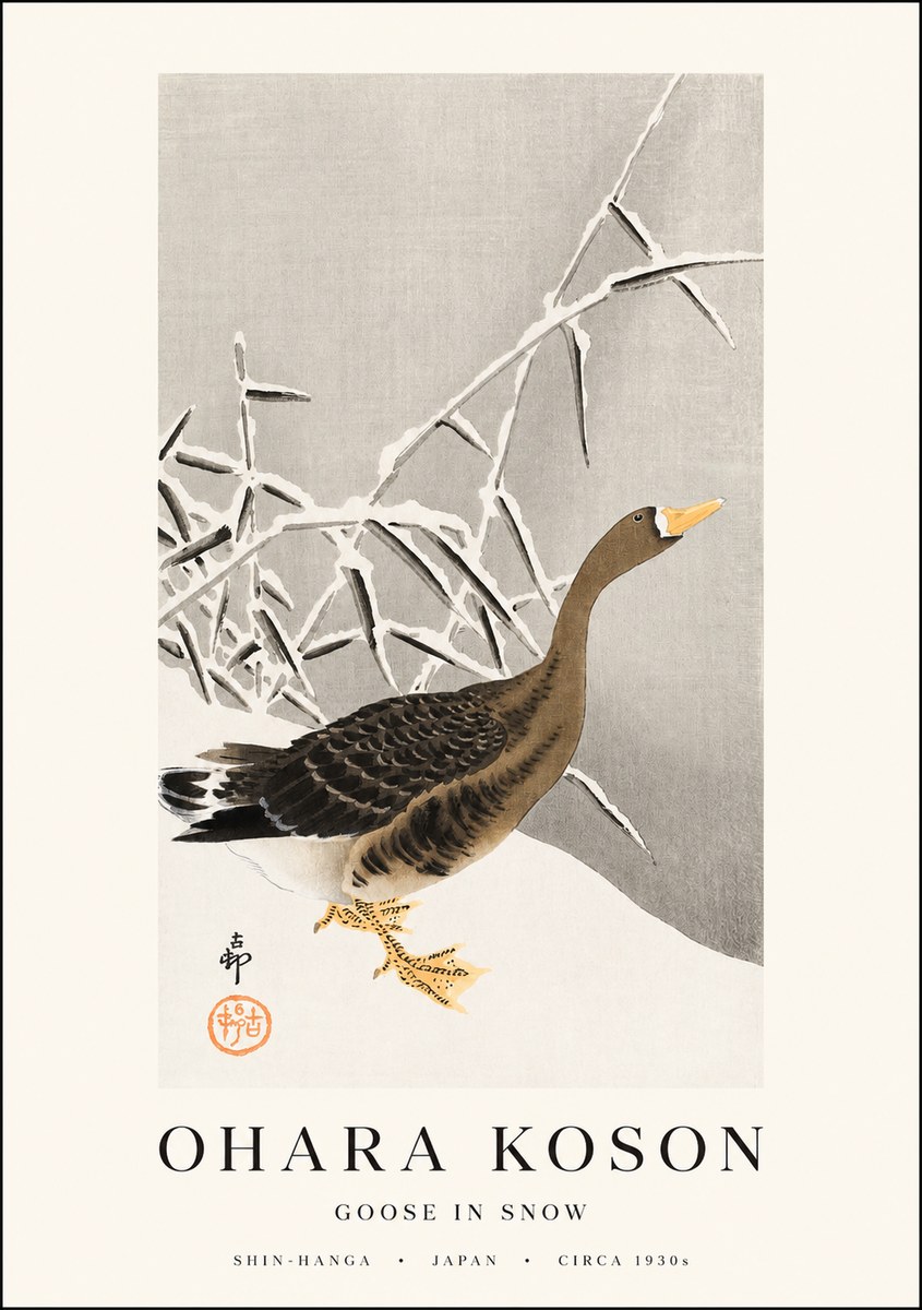 Ohara Koson Goose in Snow No1 - Plakát