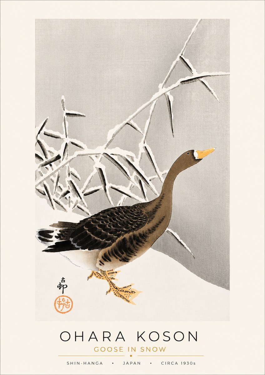 Ohara Koson Goose in Snow No5 - Plakát