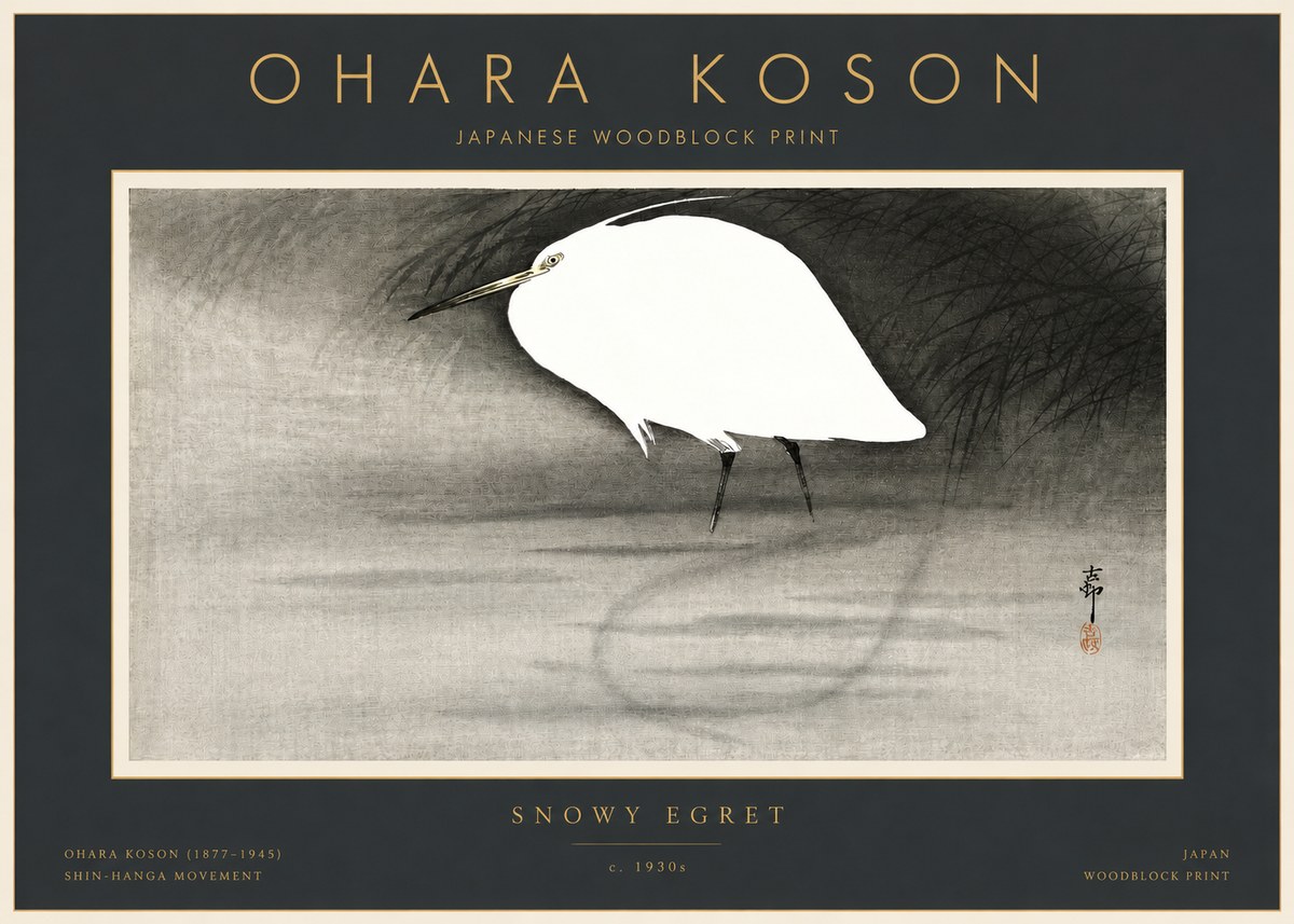 Ohara Koson Snowy Egret No2 - Plakát