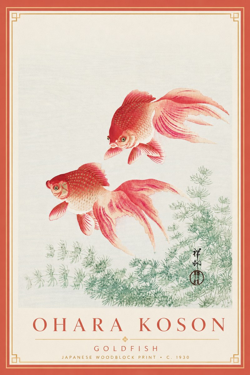 Ohara Koson Goldfish No3 - Plakát