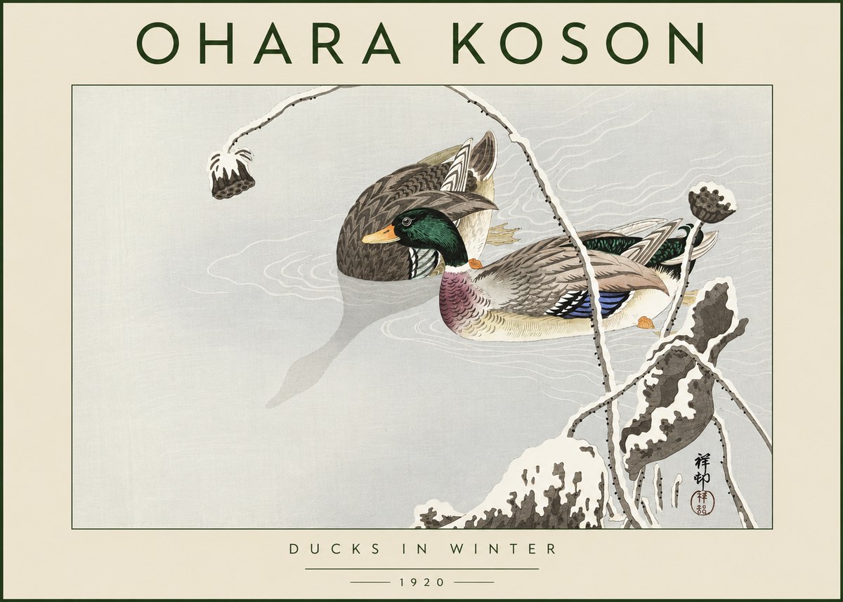 Ohara Koson Ducks in Winter No4 - Plakát