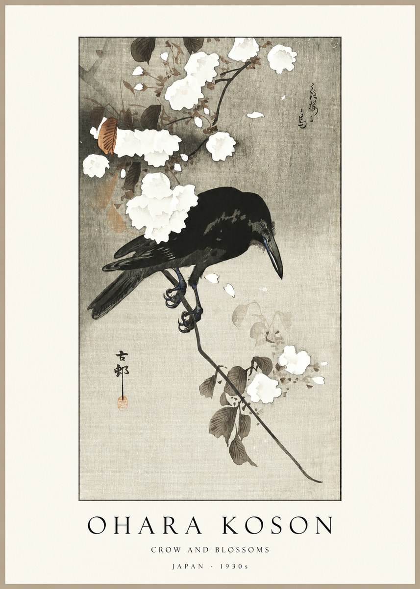 Ohara Koson Crow and Blossoms II No1 - Plakát