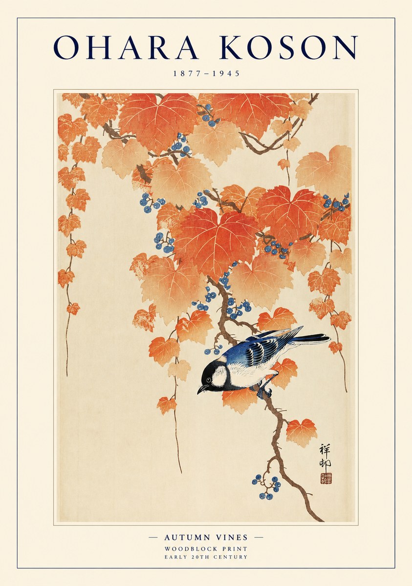 Ohara Koson Autumn Vines No1 - Plakát