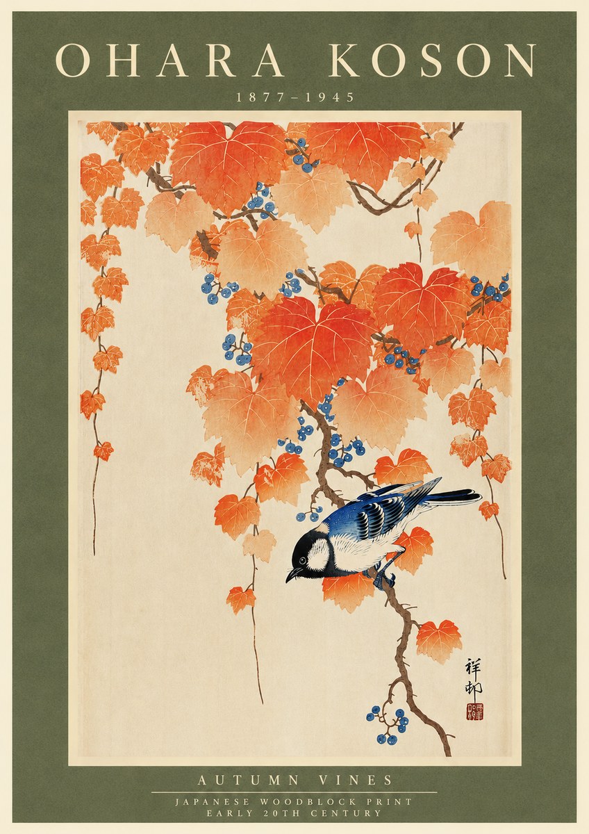 Ohara Koson Autumn Vines No3 - Plakát