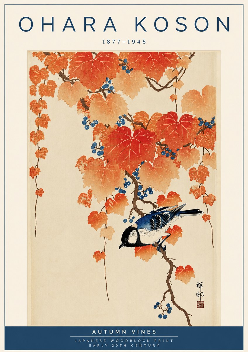 Ohara Koson Autumn Vines No4 - Plakát