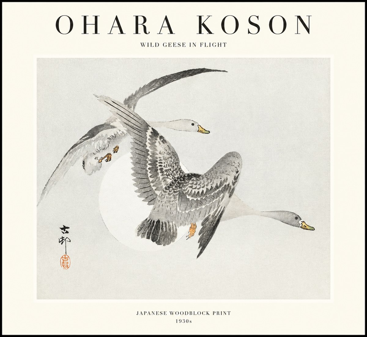 Ohara Koson Wild Geese in Flight I No1 - Plakát