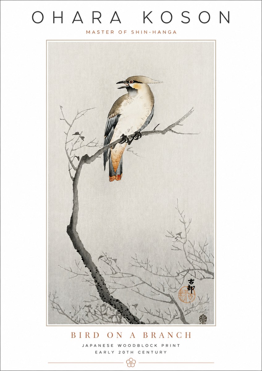 Ohara Koson Bird on a Branch I No3 - Plakát