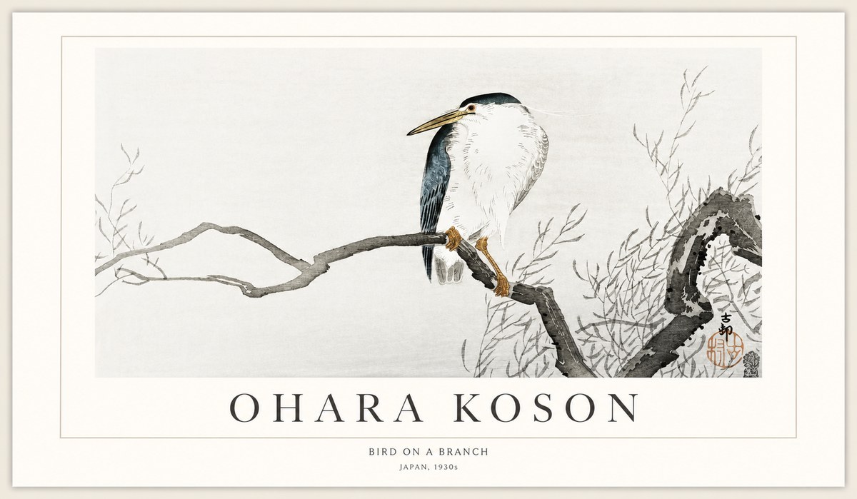 Ohara Koson Bird on a Branch II No1 - Plakát
