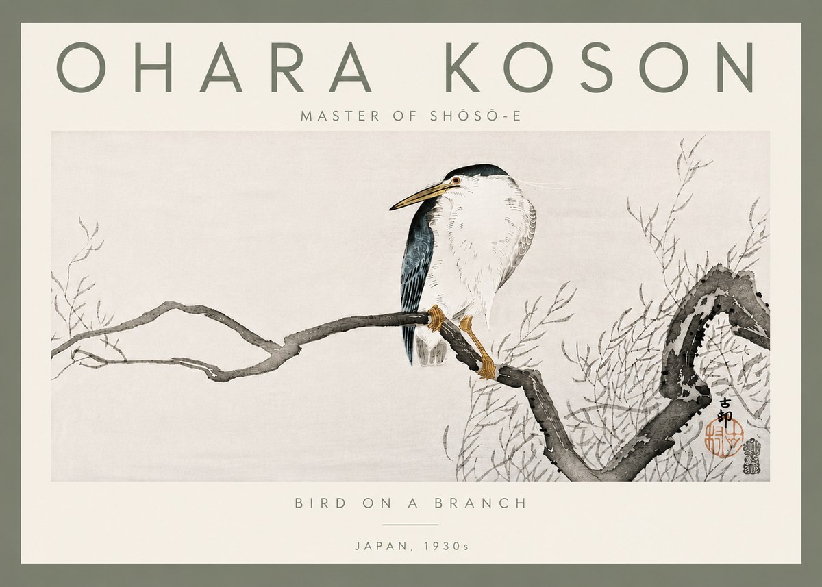 Ohara Koson Bird on a Branch II No5 - Plakát