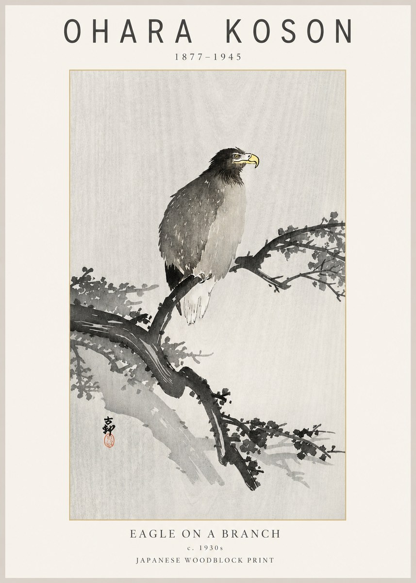 Ohara Koson Eagle on a Branch I No2 - Plakát