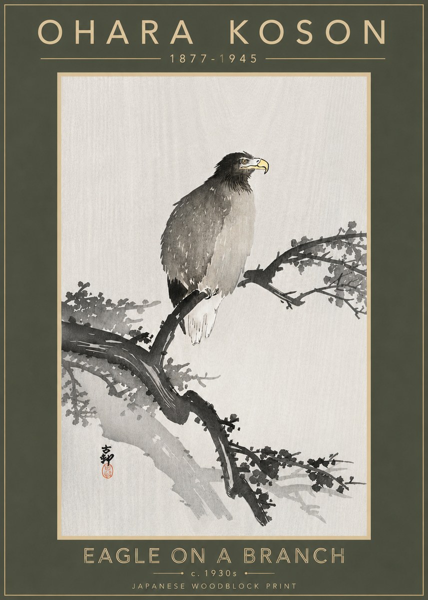Ohara Koson Eagle on a Branch I No4 - Plakát