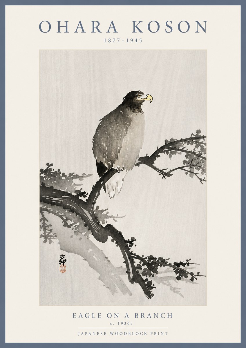 Ohara Koson Eagle on a Branch I No5 - Plakát