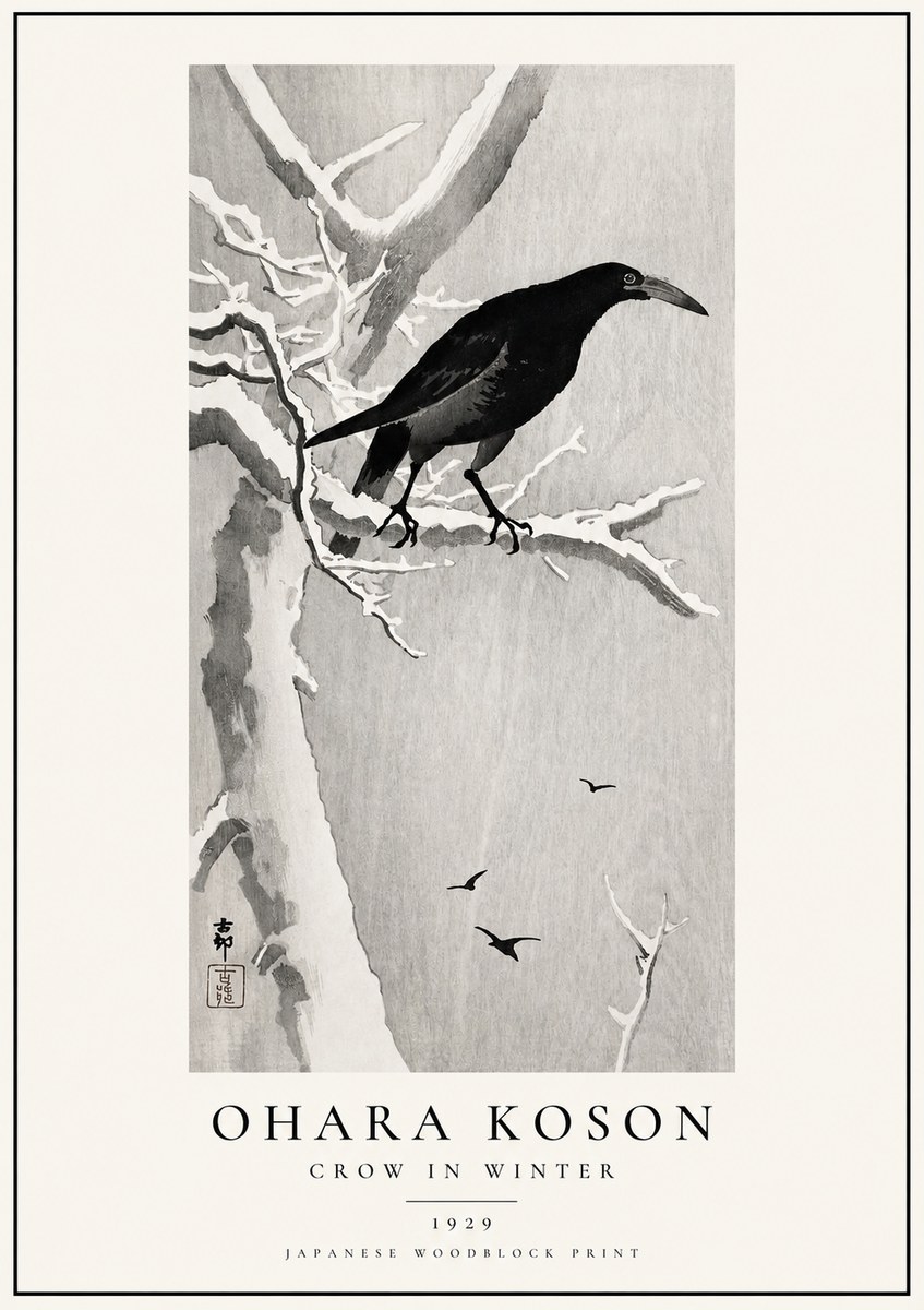 Ohara Koson Crow in Winter I No1 - Plakát