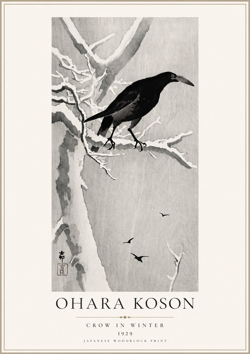 Ohara Koson Crow in Winter I No3 - Plakát