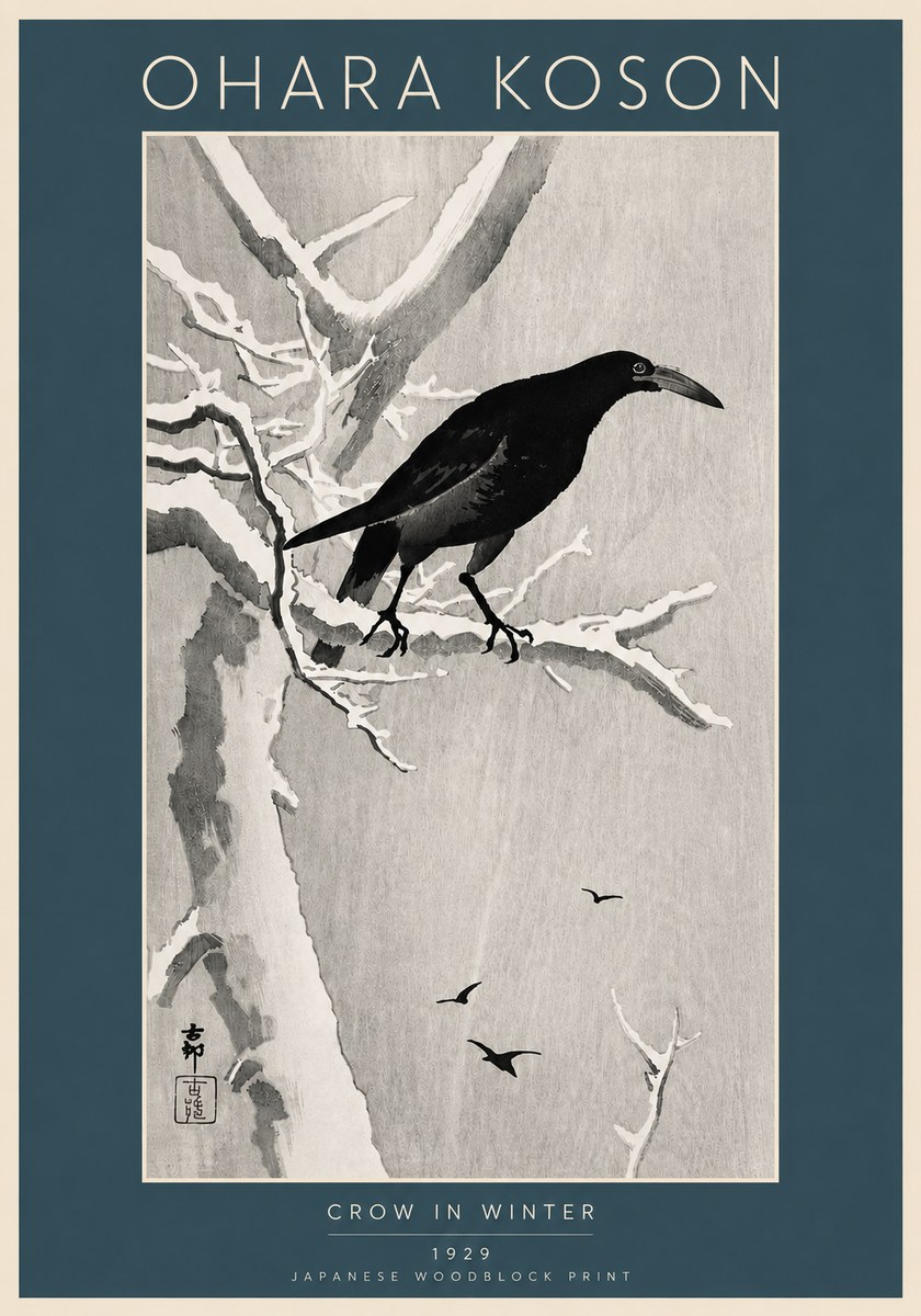 Ohara Koson Crow in Winter I No6 - Plakát