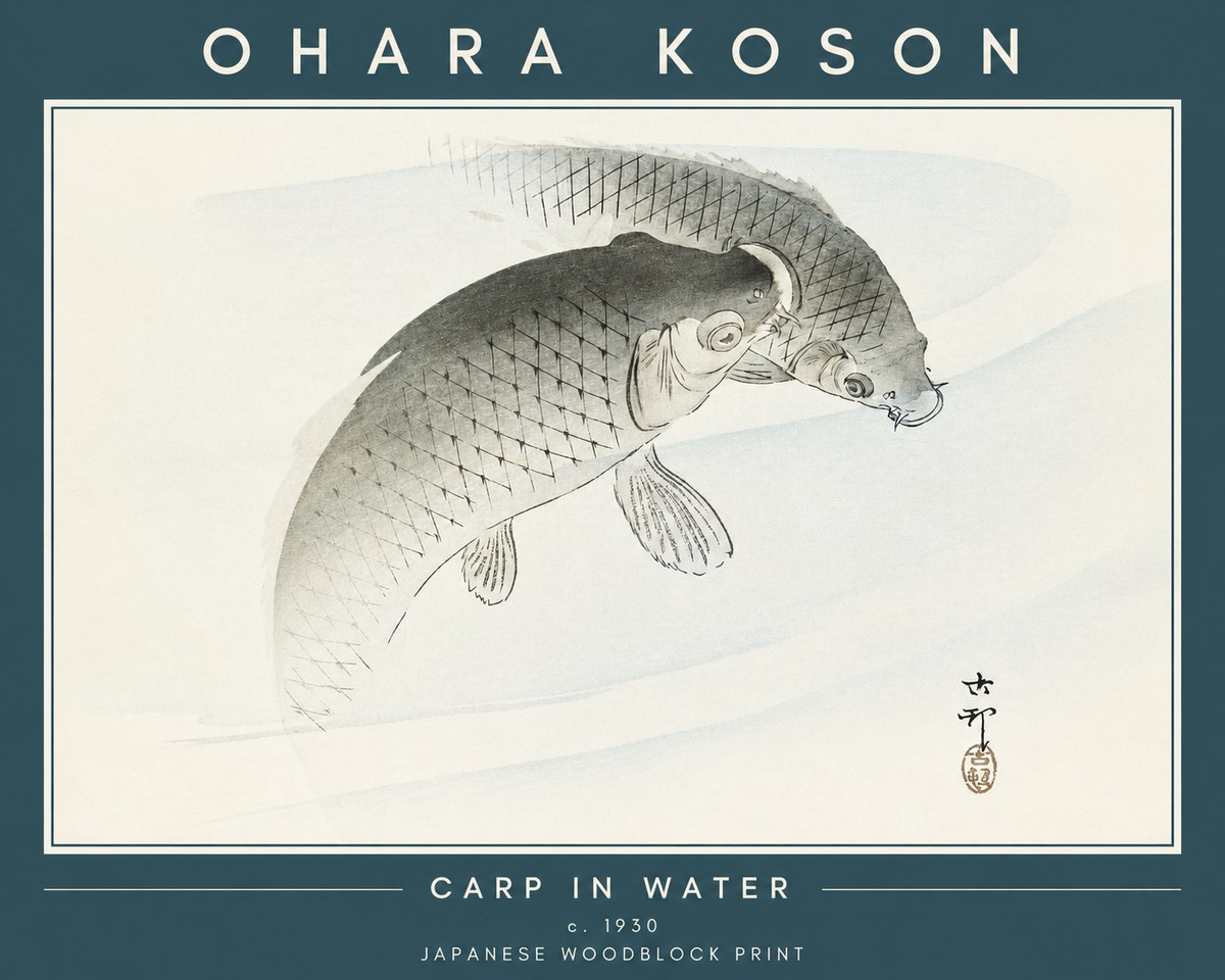 Ohara Koson Carp in Water No2 - Plakát