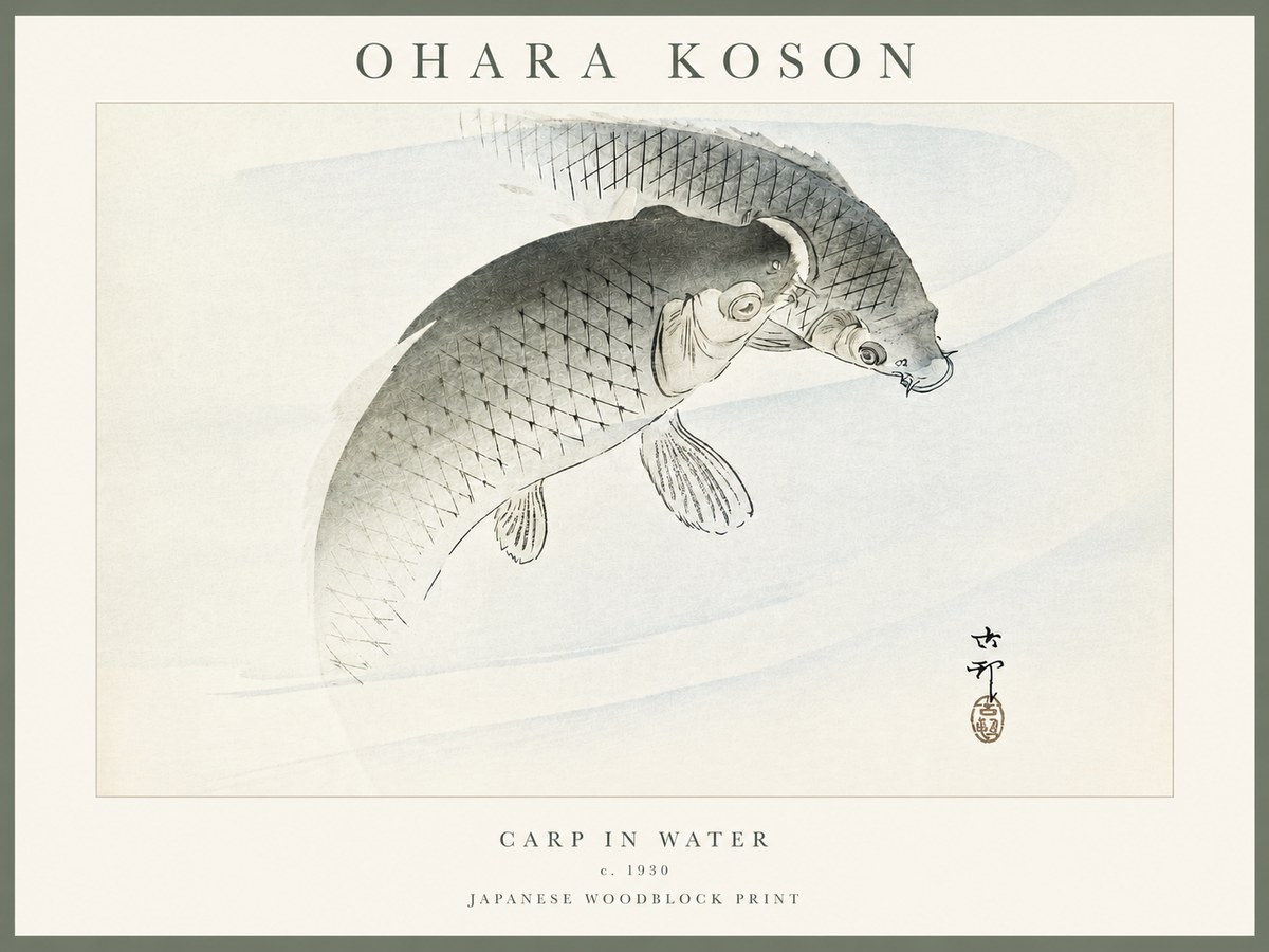 Ohara Koson Carp in Water No4 - Plakát