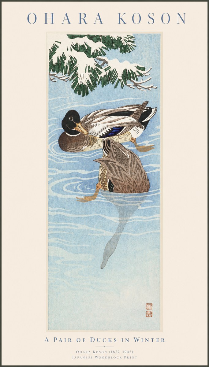 Ohara Koson A Pair of Ducks in Winter No1 - Plakát