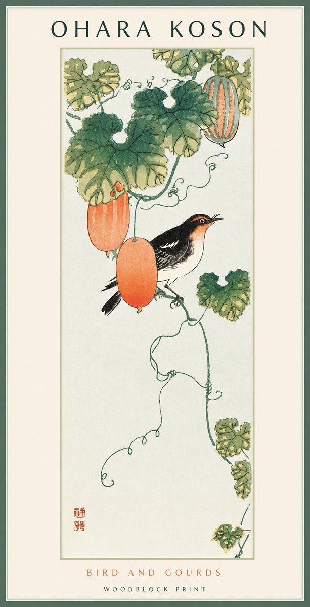 Ohara Koson Bird and Gourds No2 - Plakát