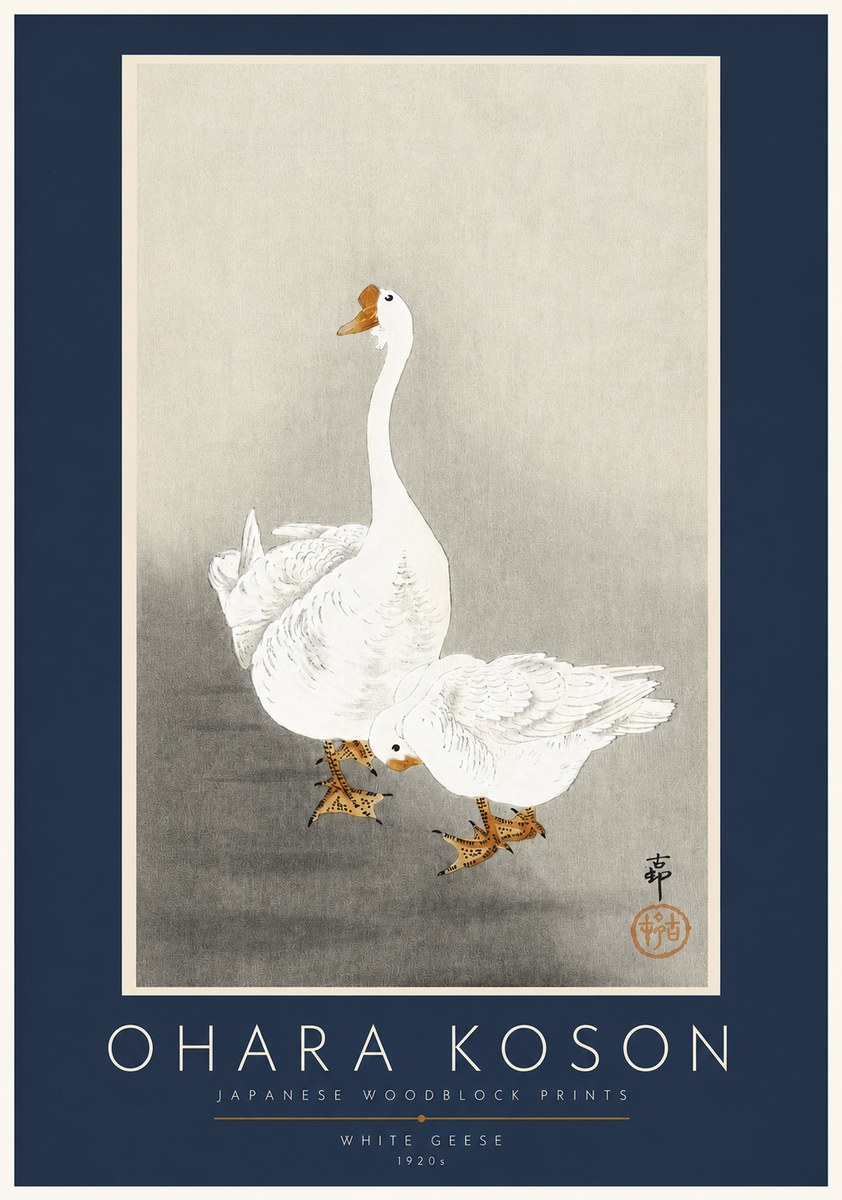 Ohara Koson White Geese No2 - Plakát