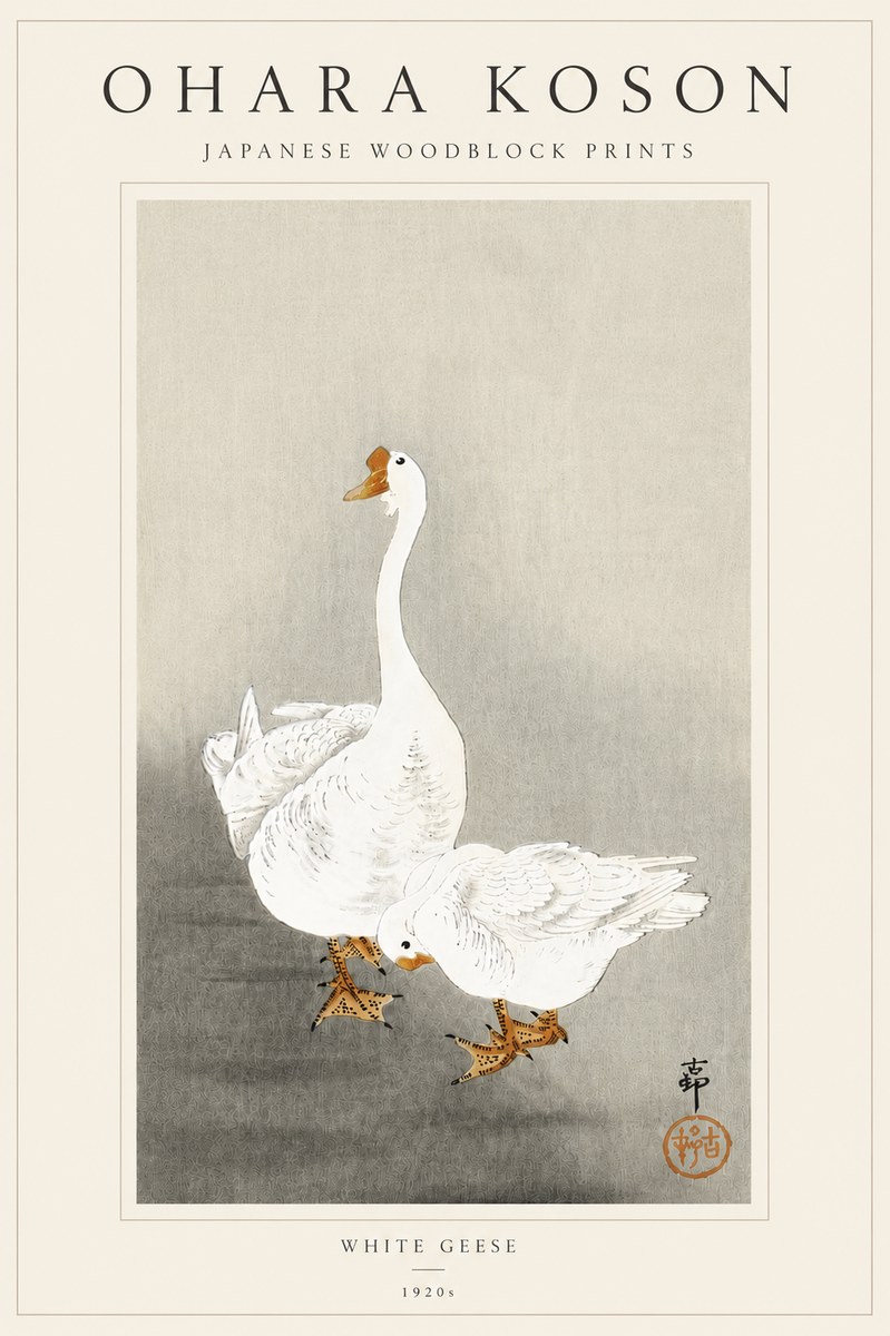 Ohara Koson White Geese No5 - Plakát