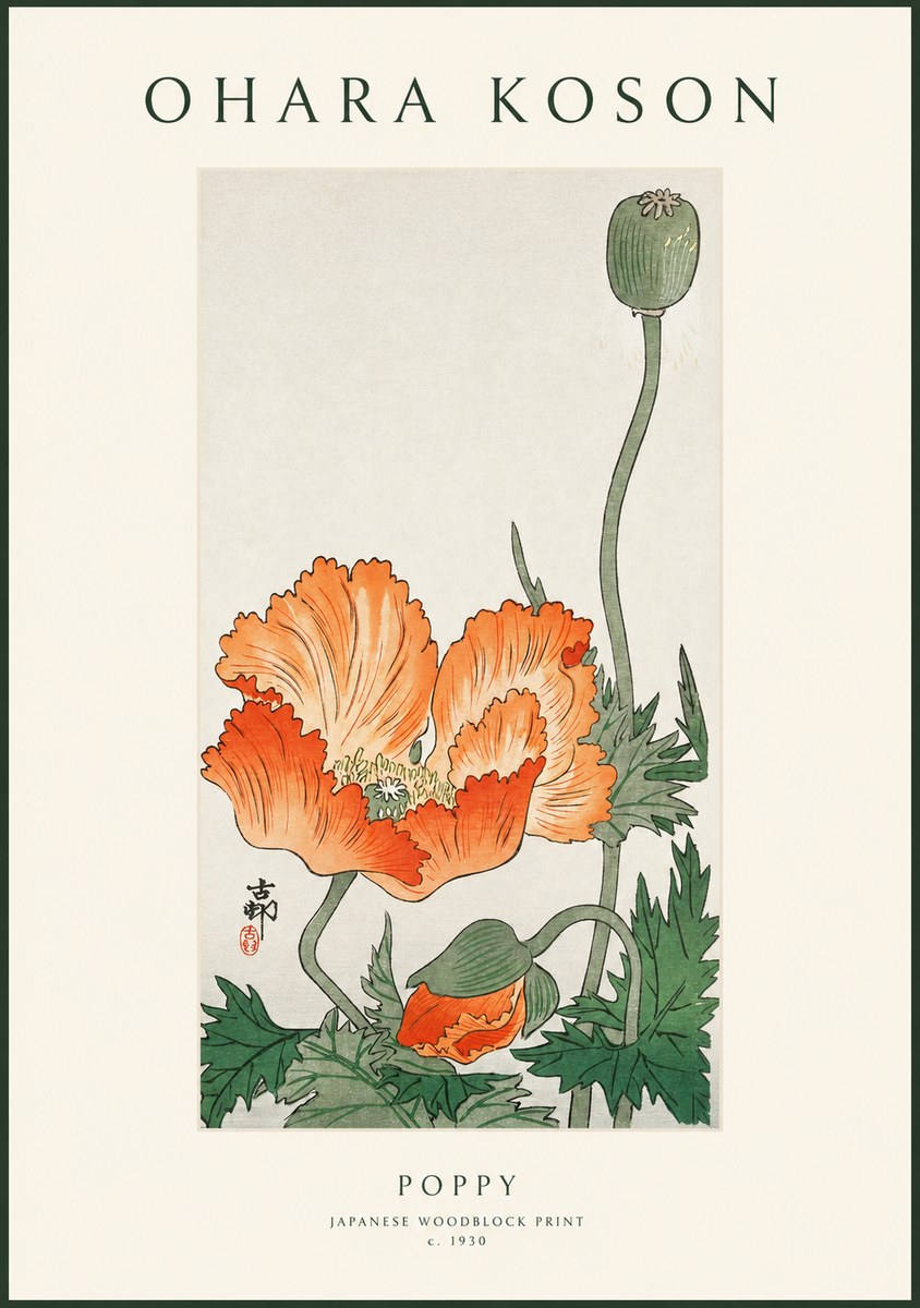 Ohara Koson Poppy No1 - Plakát
