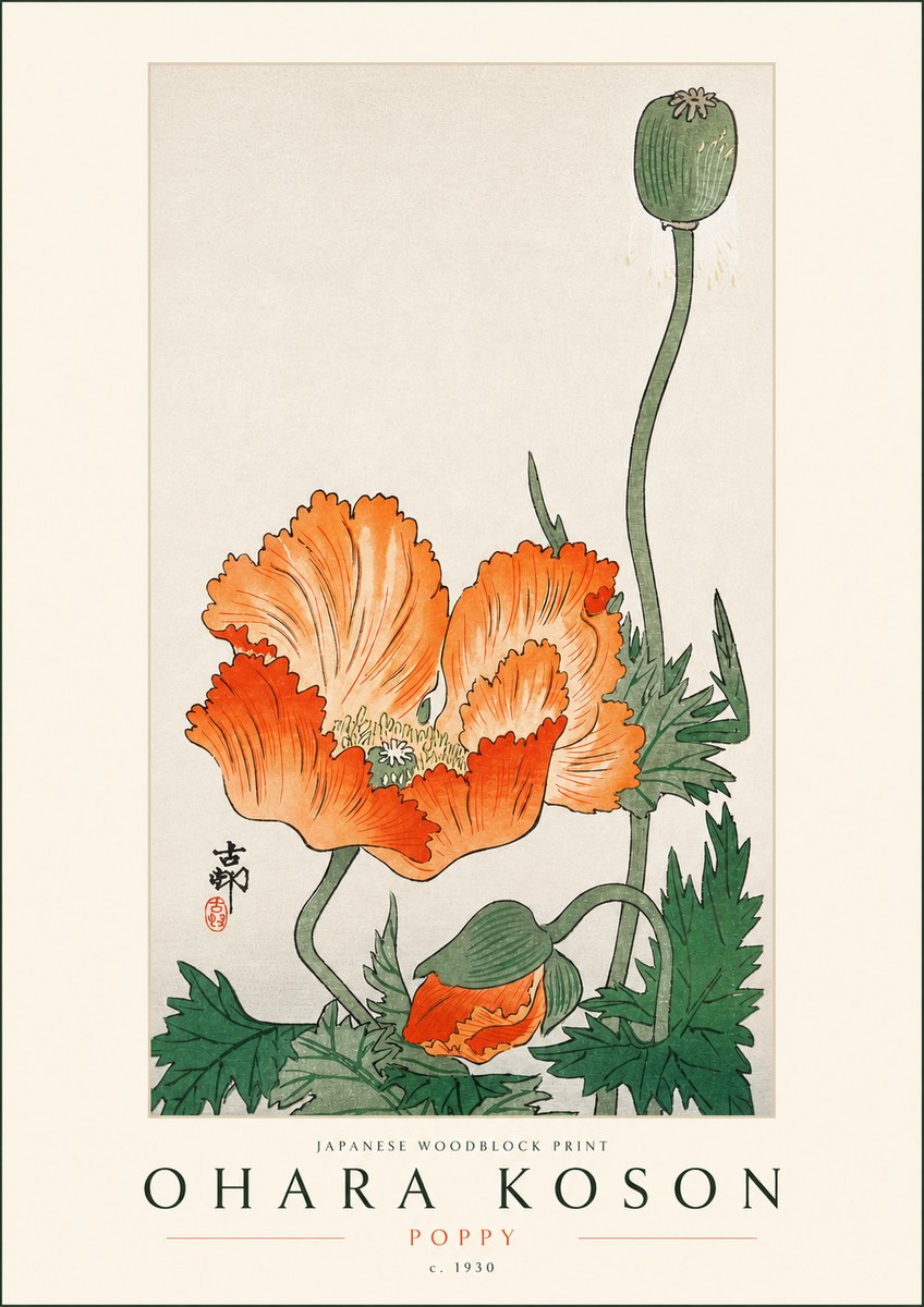 Ohara Koson Poppy No3 - Plakát