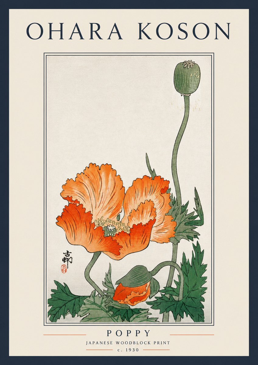 Ohara Koson Poppy No5 - Plakát