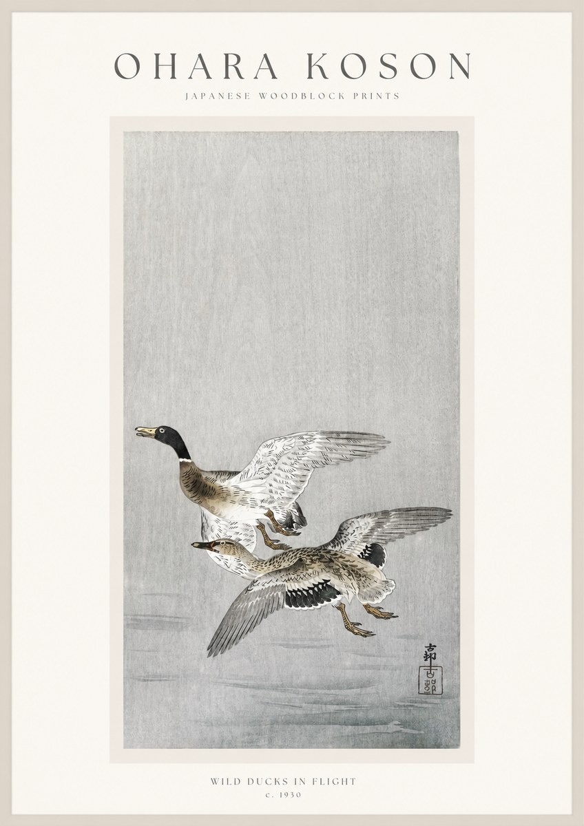 Ohara Koson Wild Ducks in Flight No1 - Plakát