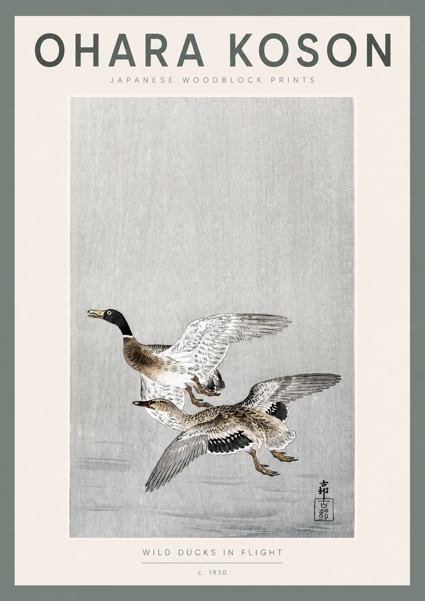 Ohara Koson Wild Ducks in Flight No2 - Plakát