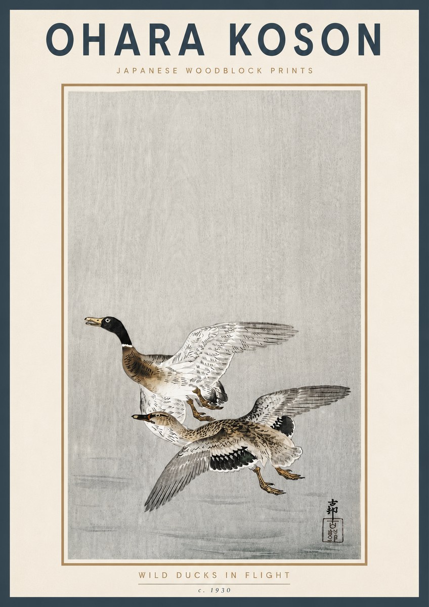 Ohara Koson Wild Ducks in Flight No4 - Plakát