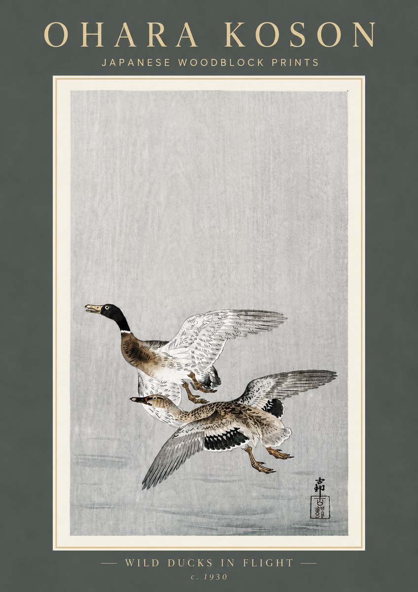 Ohara Koson Wild Ducks in Flight No6 - Plakát