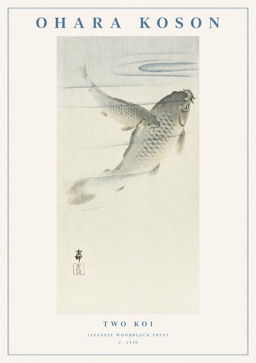 Ohara Koson Two Koi I No1 - Plakát