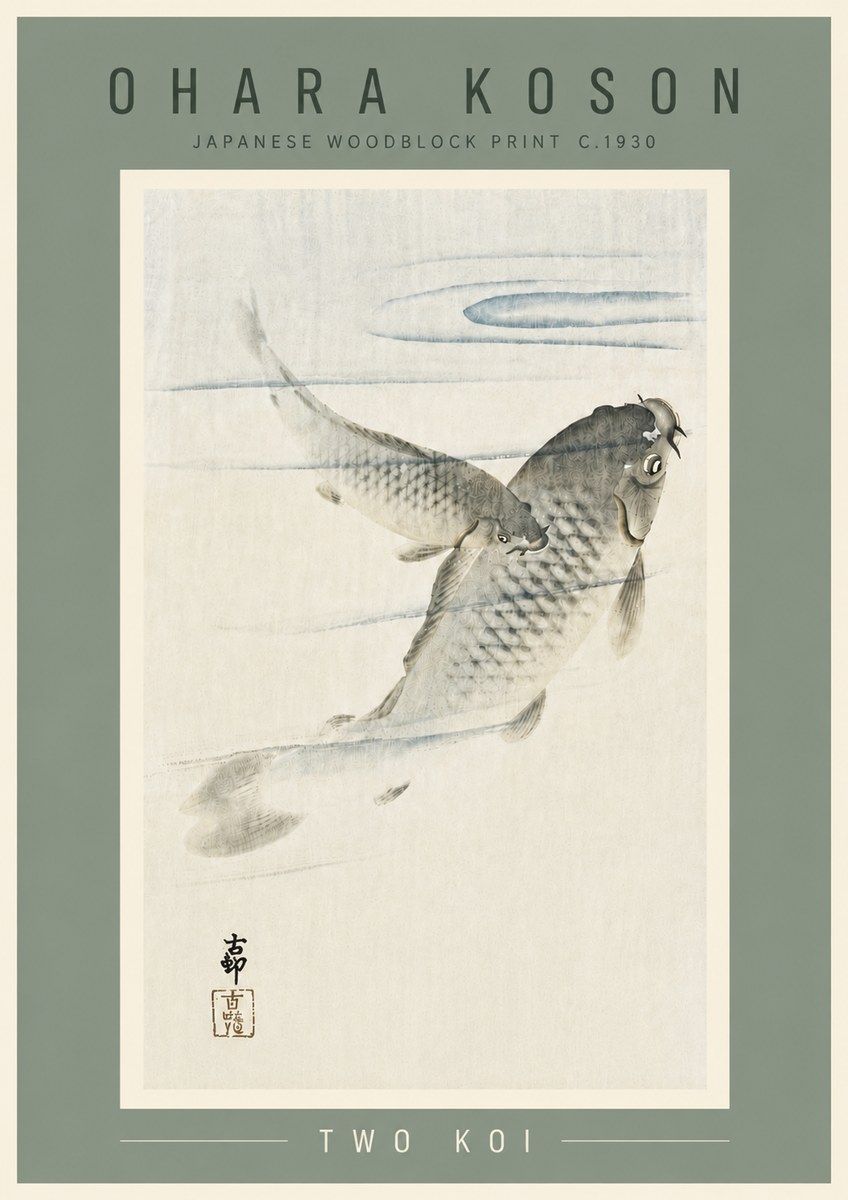 Ohara Koson Two Koi I No6 - Plakát
