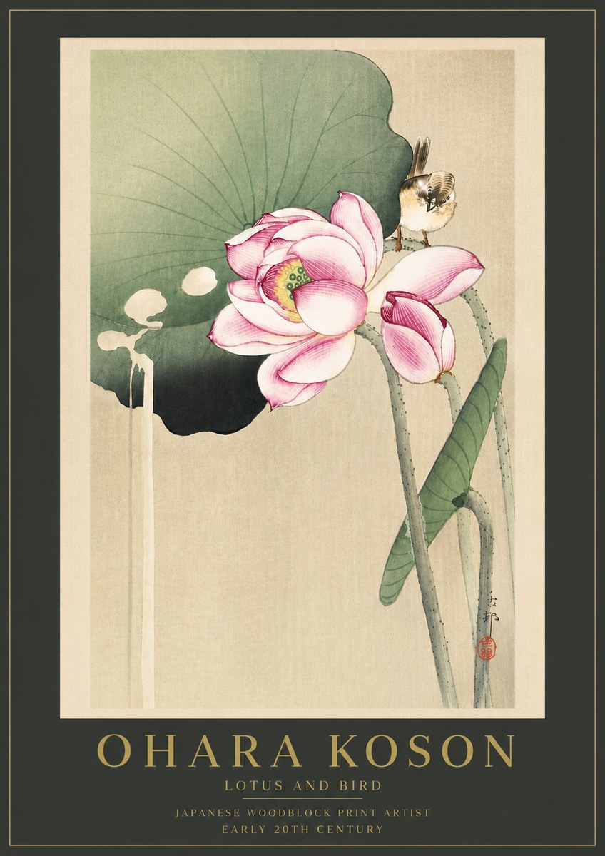 Ohara Koson Lotus and Bird No6 - Plakát
