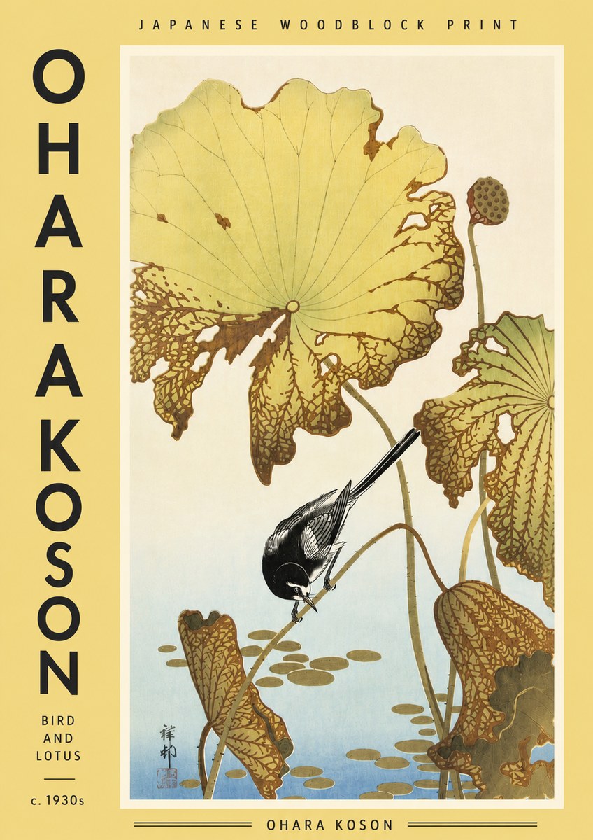 Ohara Koson Bird and Lotus No4 - Plakát