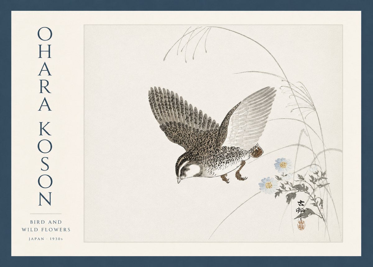 Ohara Koson Bird and Wild Flowers No3 - Plakát