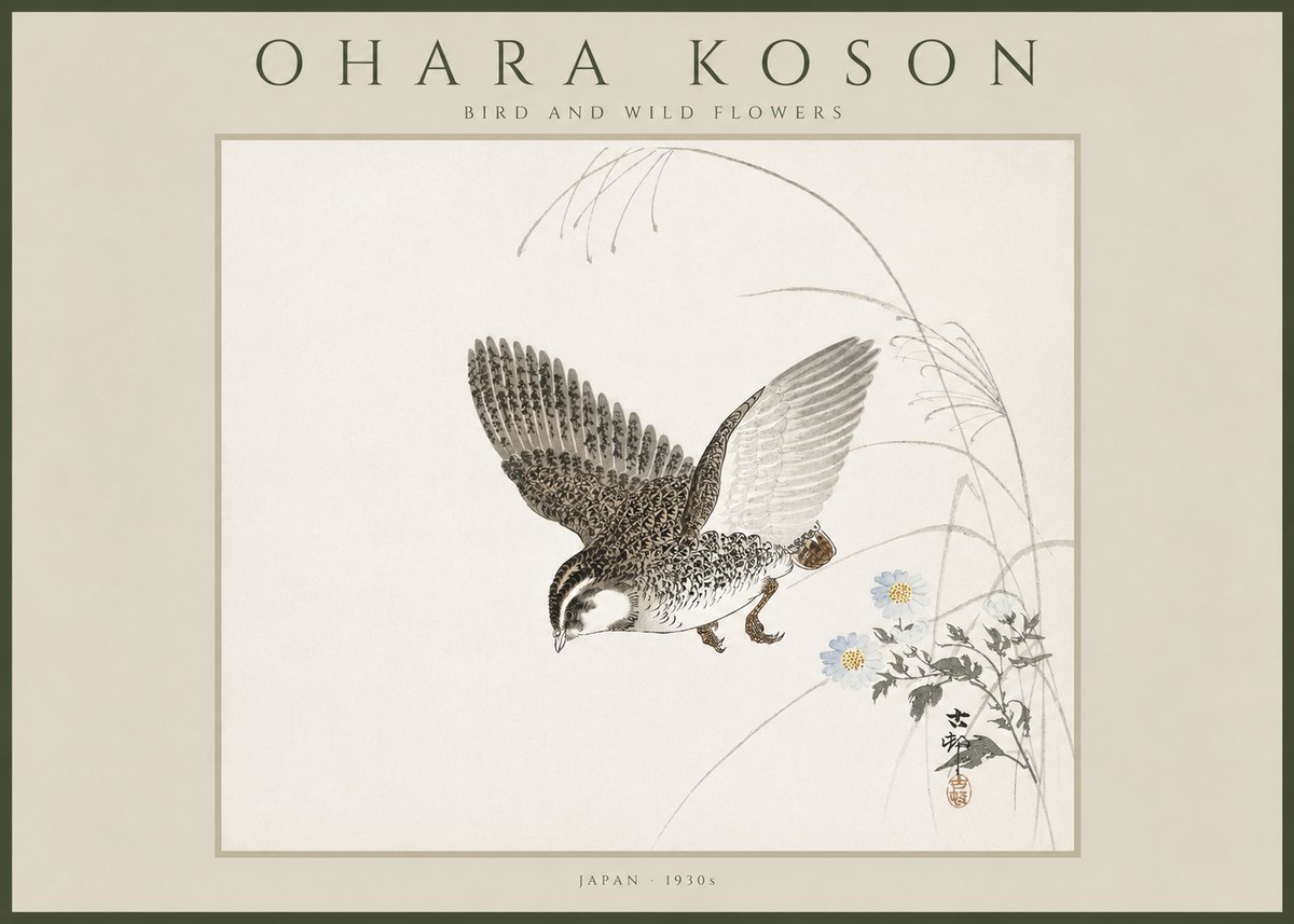Ohara Koson Bird and Wild Flowers No4 - Plakát