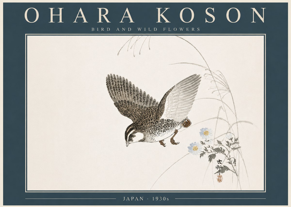 Ohara Koson Bird and Wild Flowers No5 - Plakát