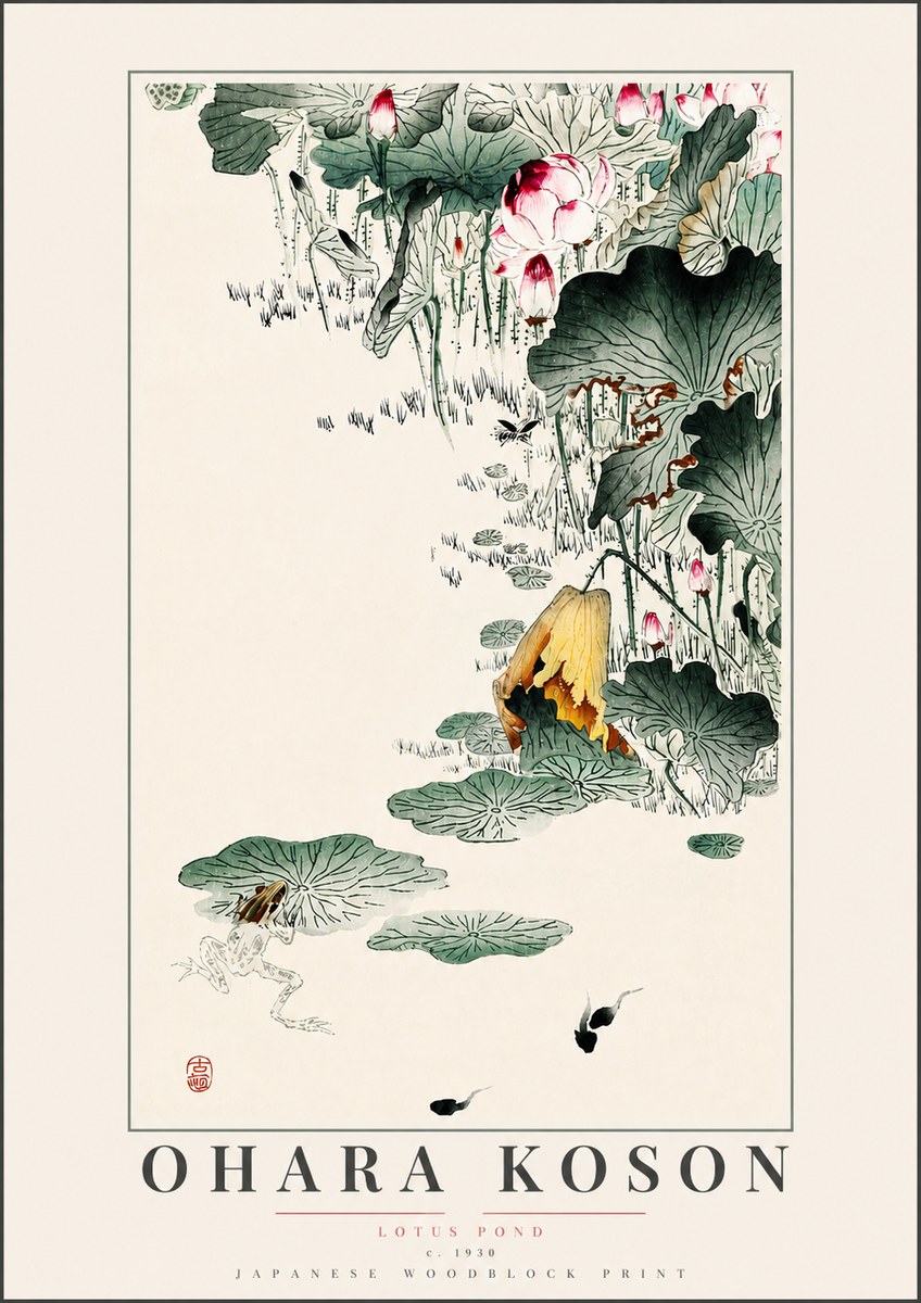 Ohara Koson Lotus Pond No3 - Plakát