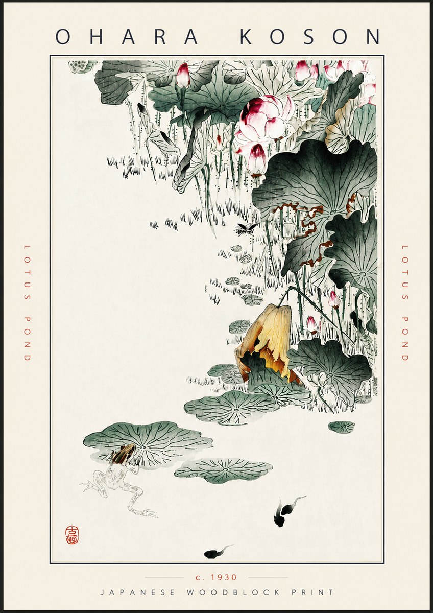 Ohara Koson Lotus Pond No5 - Plakát