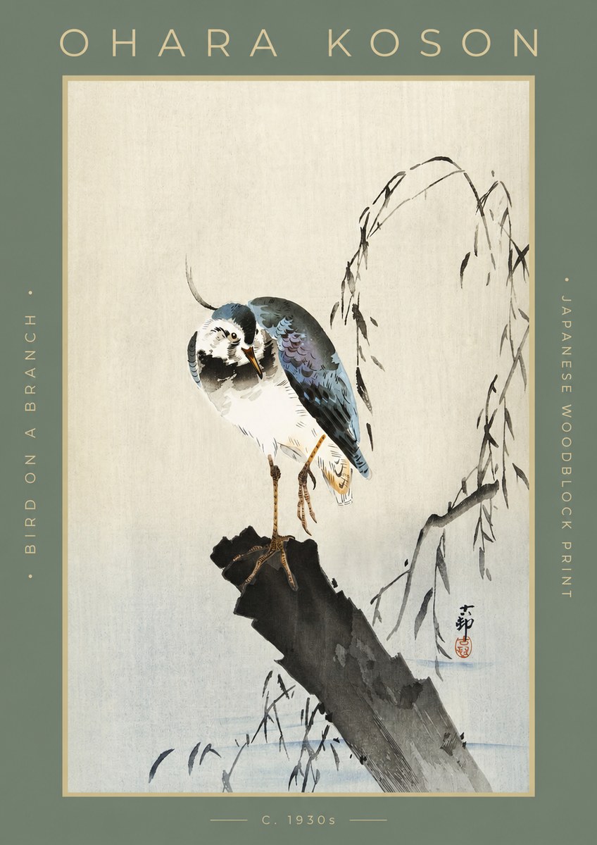 Ohara Koson Bird on a Branch III No2 - Plakát