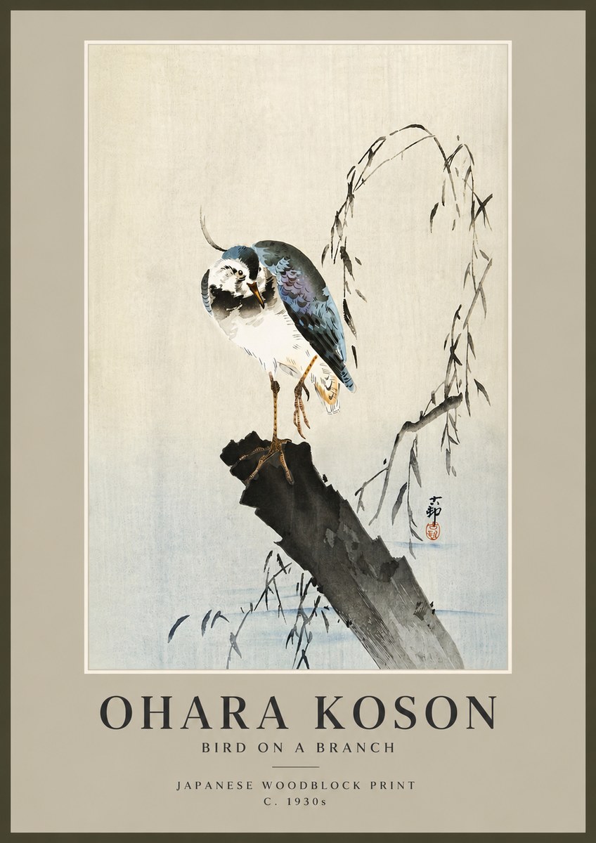 Ohara Koson Bird on a Branch III No6 - Plakát