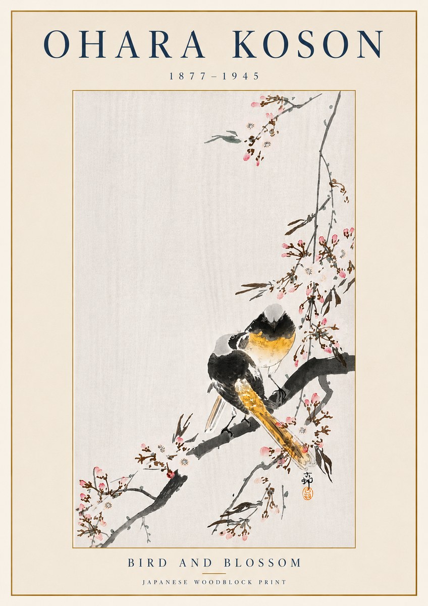 Ohara Koson Bird and Blossom No4 - Plakát