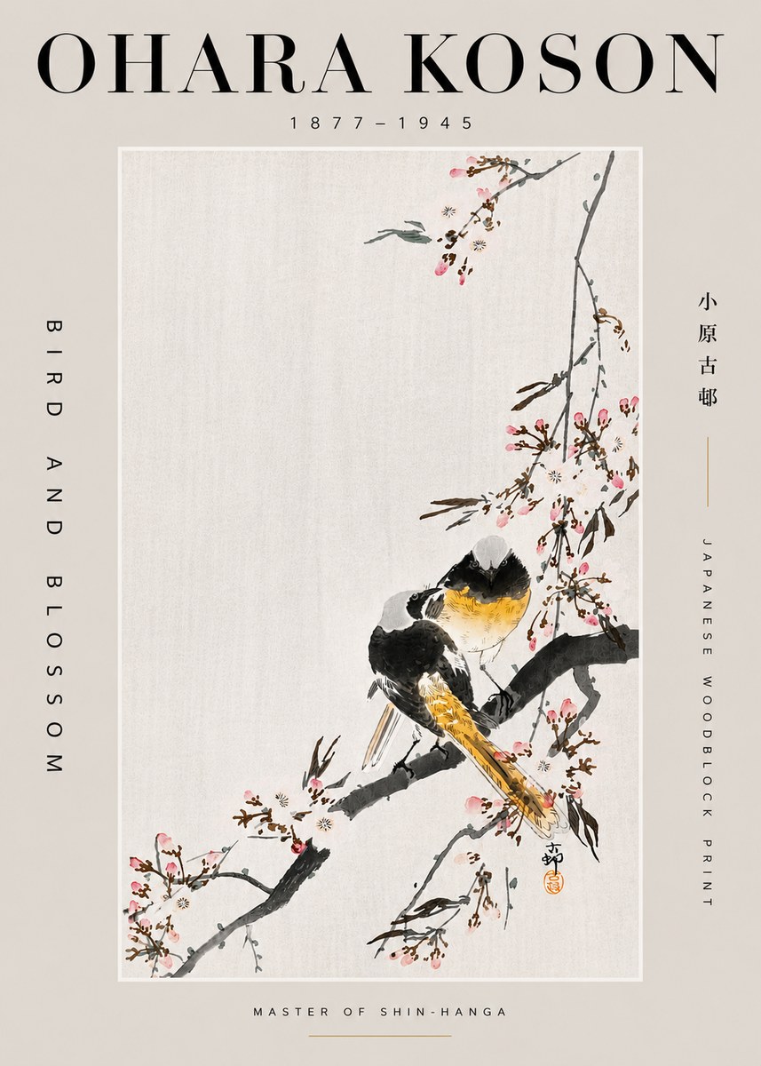 Ohara Koson Bird and Blossom No5 - Plakát