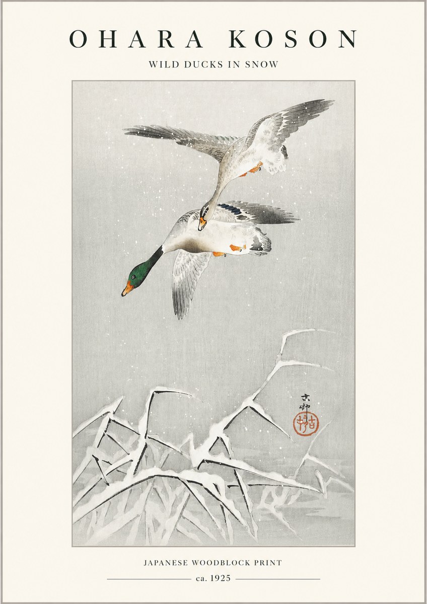 Ohara Koson Wild Ducks in Snow No1 - Plakát