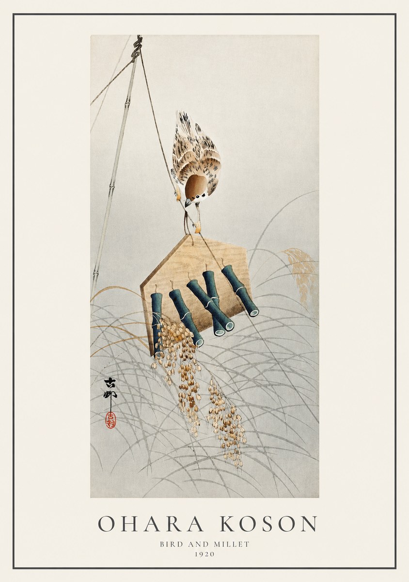 Ohara Koson Bird and Millet No1 - Plakát