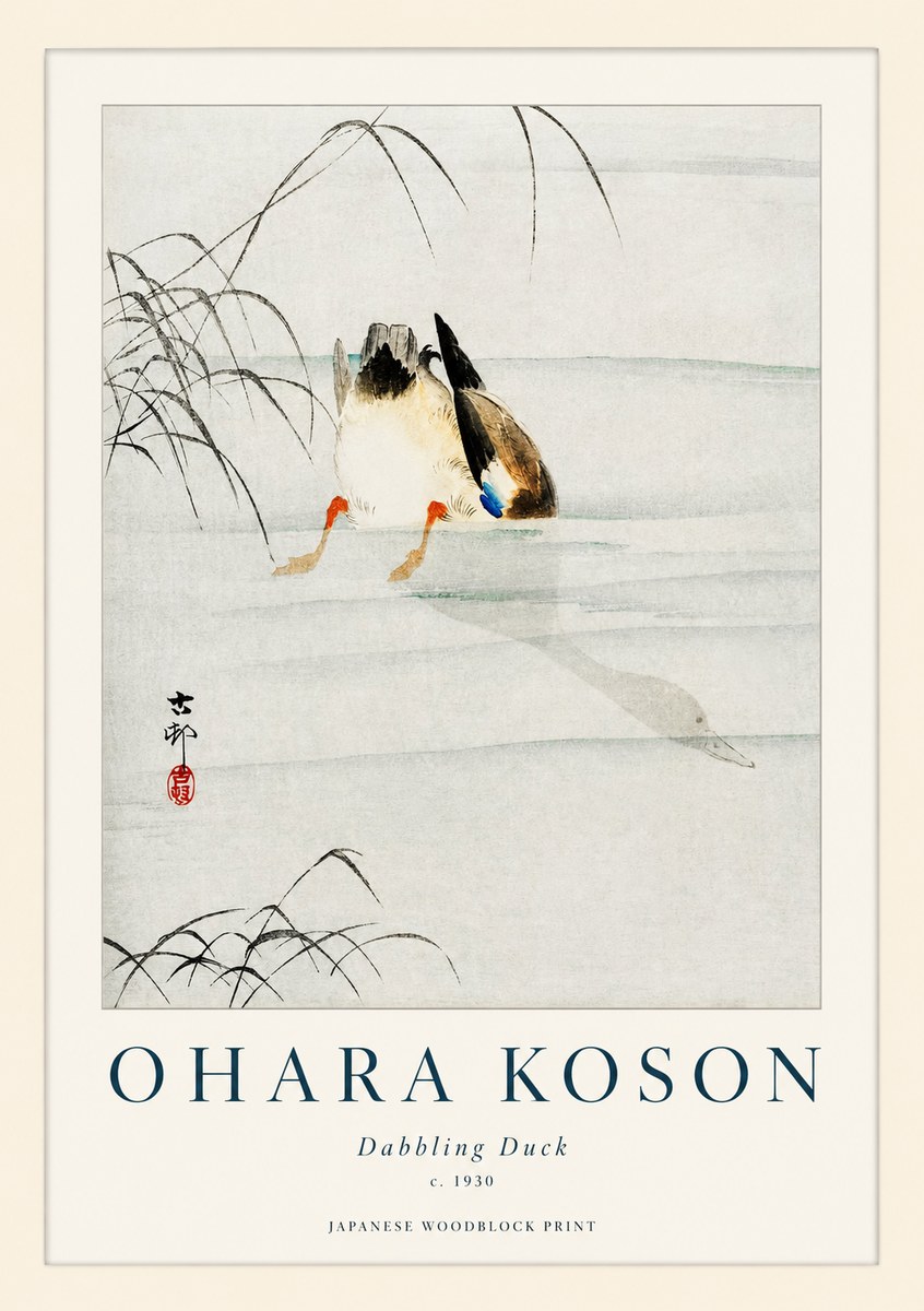 Ohara Koson Dabbling Duck No1 - Plakát