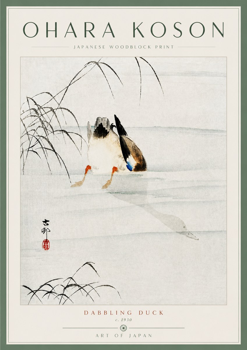 Ohara Koson Dabbling Duck No5 - Plakát